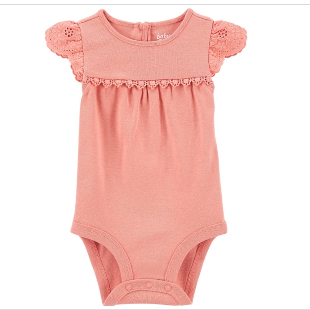 OSHKOSH B'GOSH:  Baby Girl's EYELET RUFFLE Romper / Onesie / Bodysuit